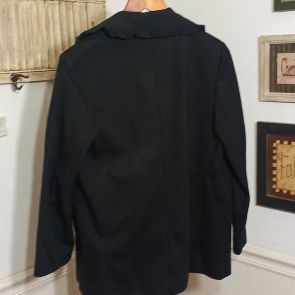 Kate Spade black pearl button ruffled bomber jacket - Picture 6 of 6